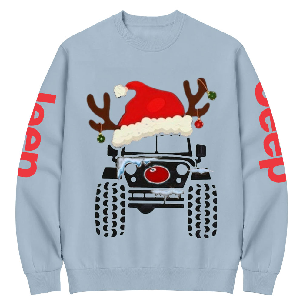 Truck Snow Hat Christmas Jp Crew Neck Sweatshirt