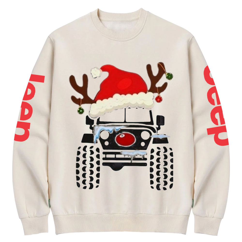 Truck Snow Hat Christmas Jp Crew Neck Sweatshirt