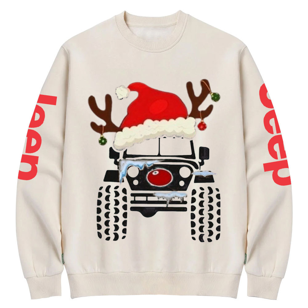 Truck Snow Hat Christmas Jp Crew Neck Sweatshirt