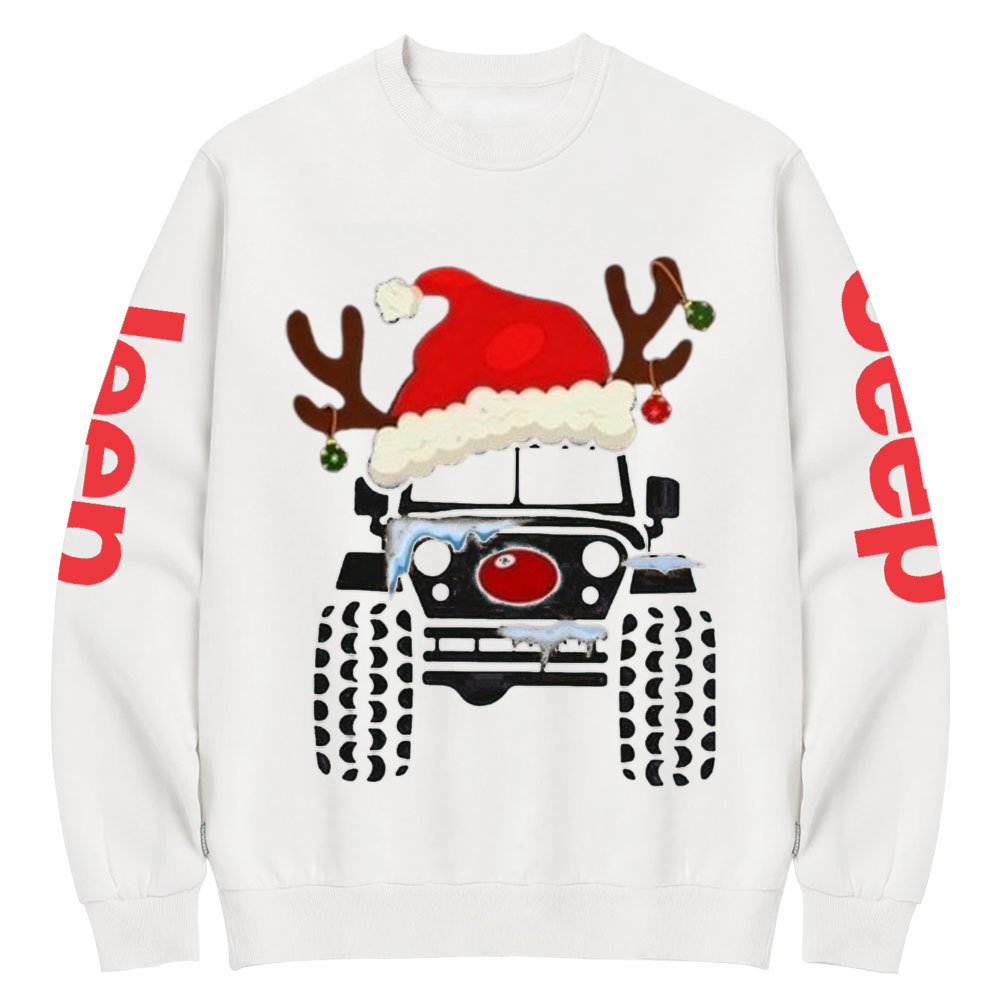 Truck Snow Hat Christmas Jp Crew Neck Sweatshirt