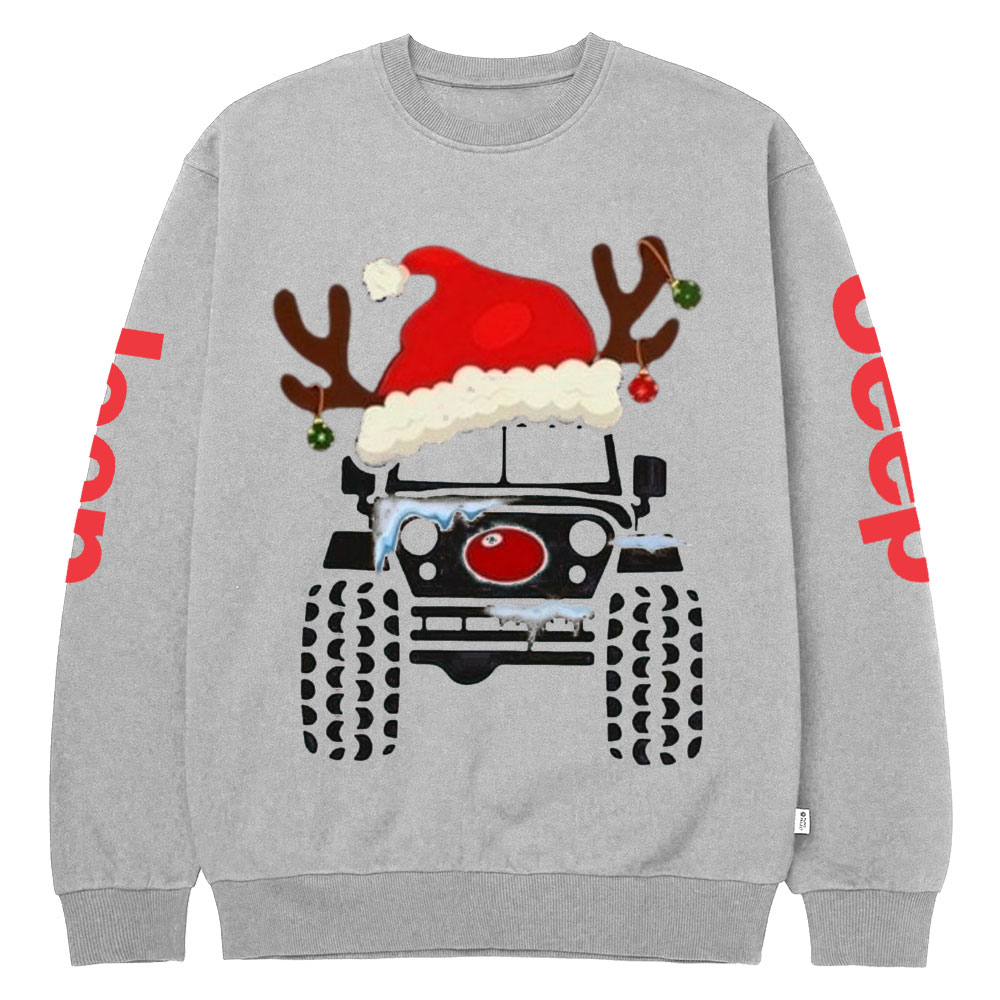 Truck Snow Hat Christmas Jp Crew Neck Sweatshirt