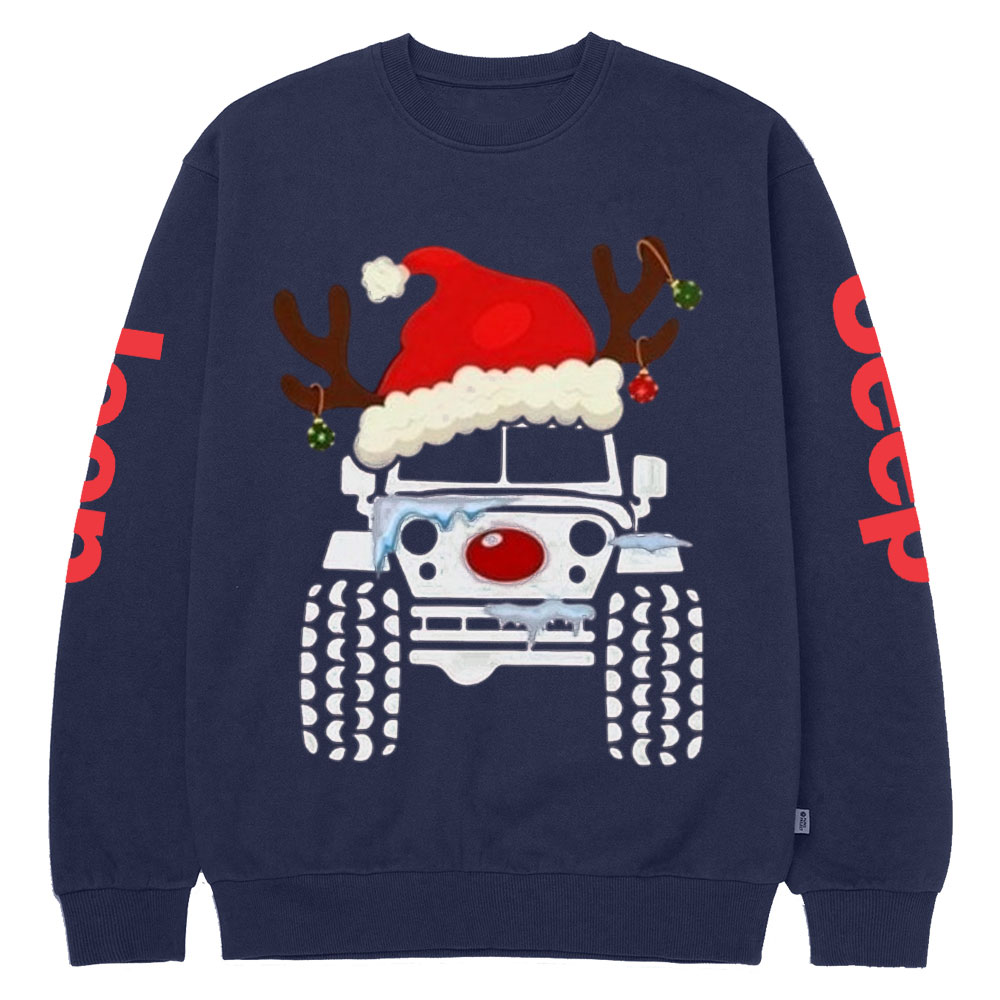 Truck Snow Hat Christmas Jp Crew Neck Sweatshirt