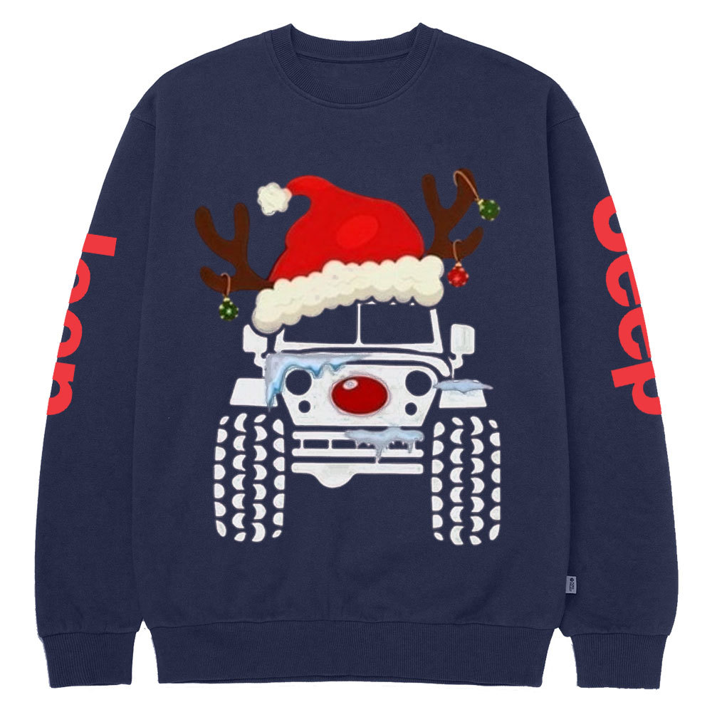 Truck Snow Hat Christmas Jp Crew Neck Sweatshirt