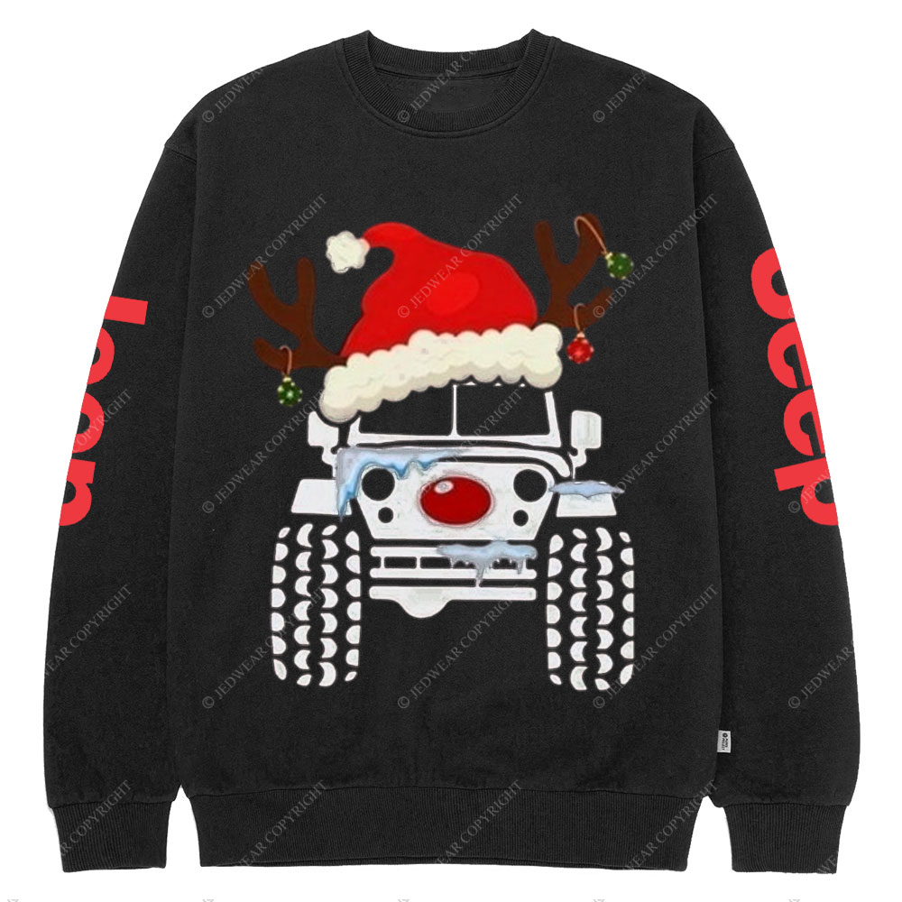 Truck Snow Hat Christmas Jp Crew Neck Sweatshirt
