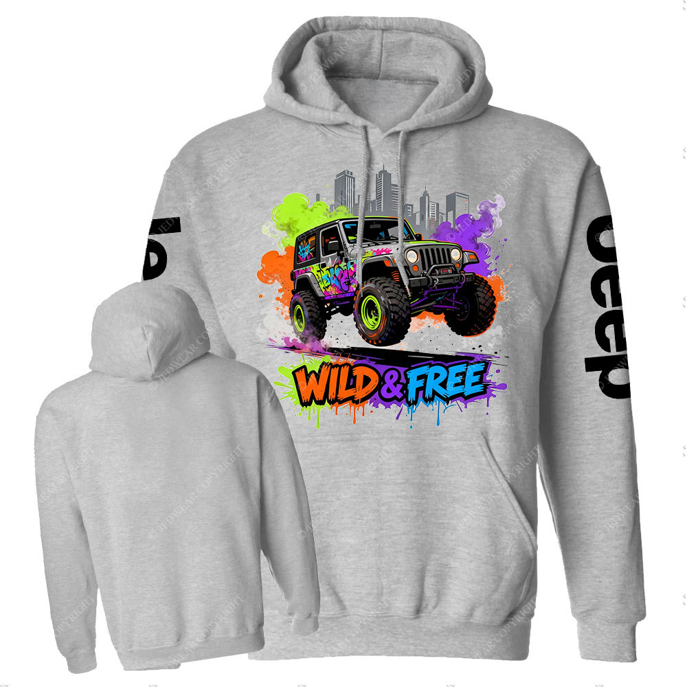 Wild and Free Modern Neon Jp Casual Hoodie