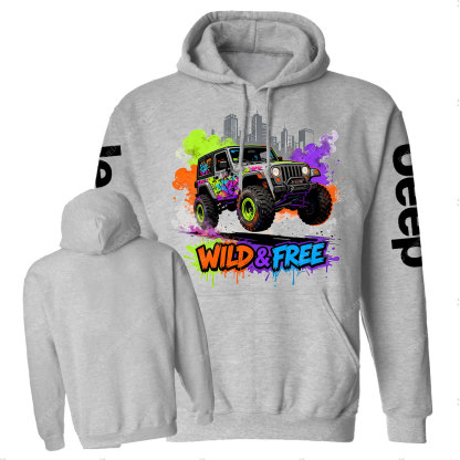 Wild and Free Modern Neon Jp Casual Hoodie