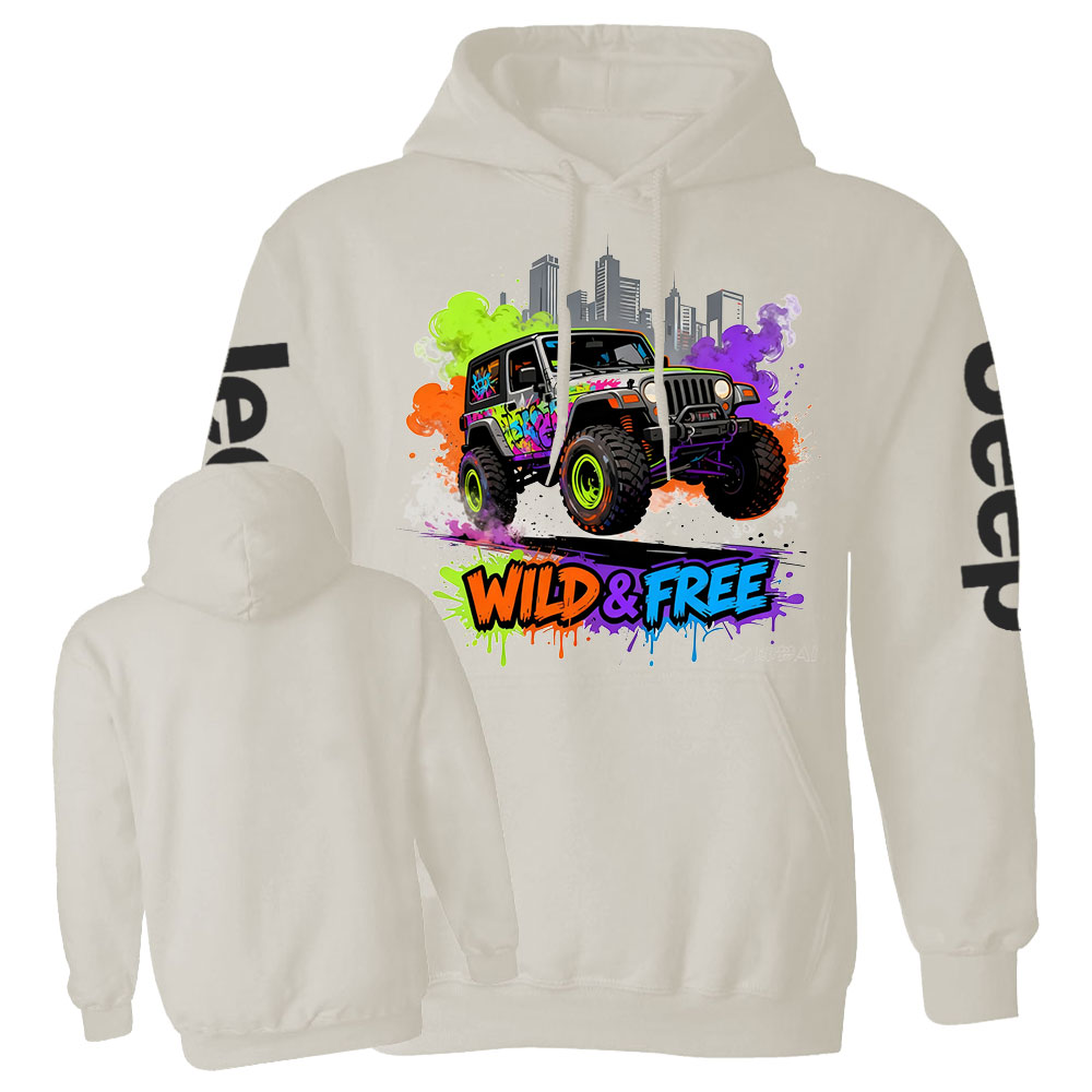Wild and Free Modern Neon Jp Casual Hoodie