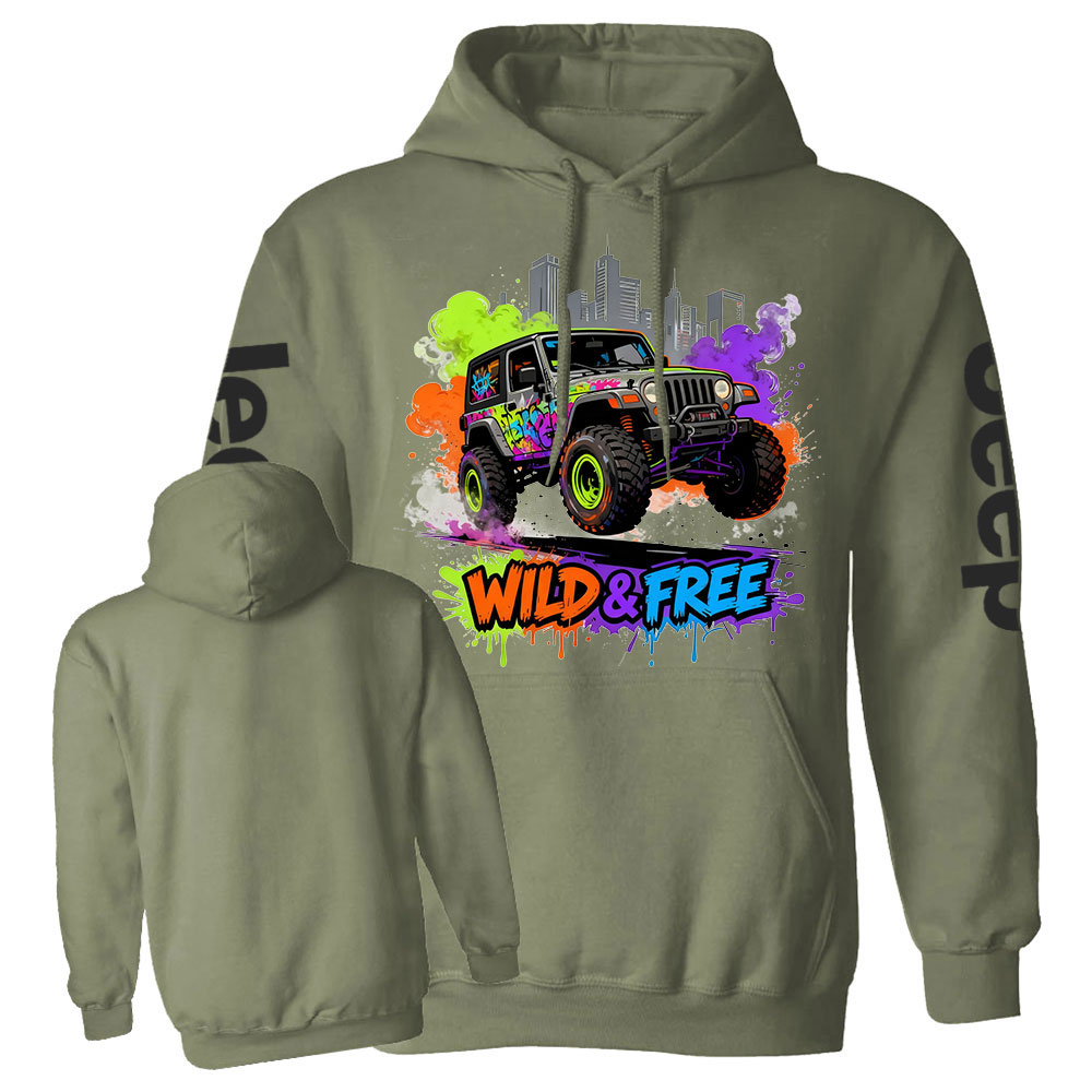 Wild and Free Modern Neon Jp Casual Hoodie