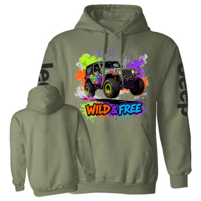 Wild and Free Modern Neon Jp Casual Hoodie