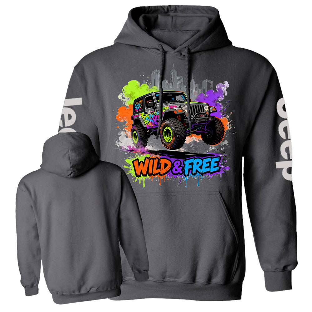 Wild and Free Modern Neon Jp Casual Hoodie