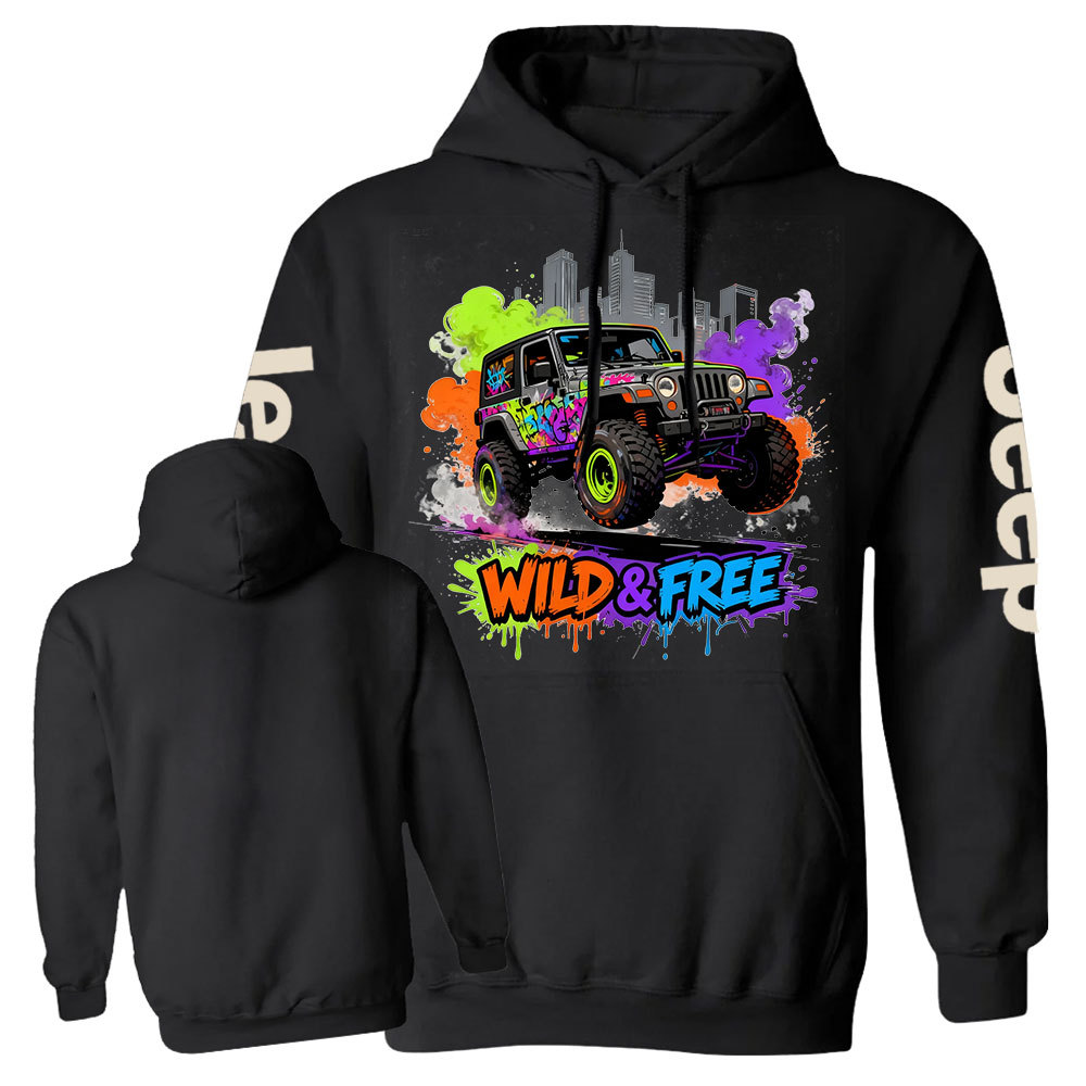 Wild and Free Modern Neon Jp Casual Hoodie
