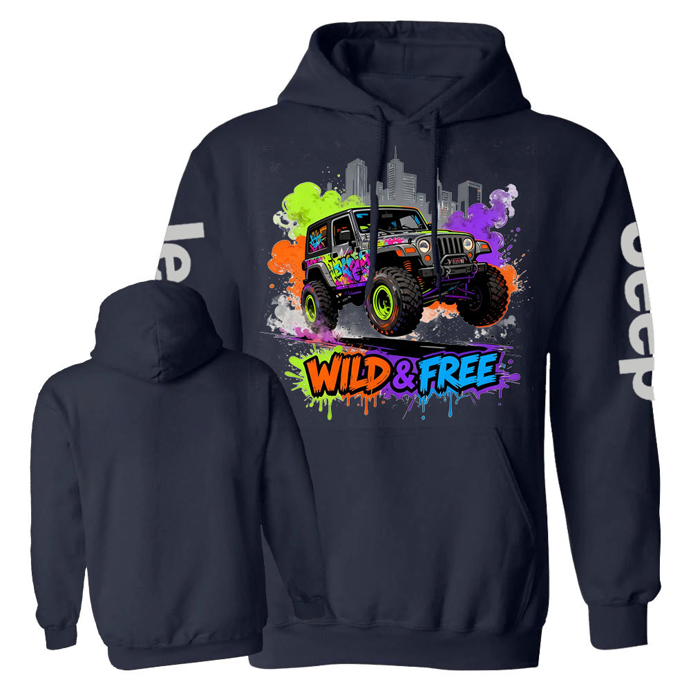 Wild and Free Modern Neon Jp Casual Hoodie