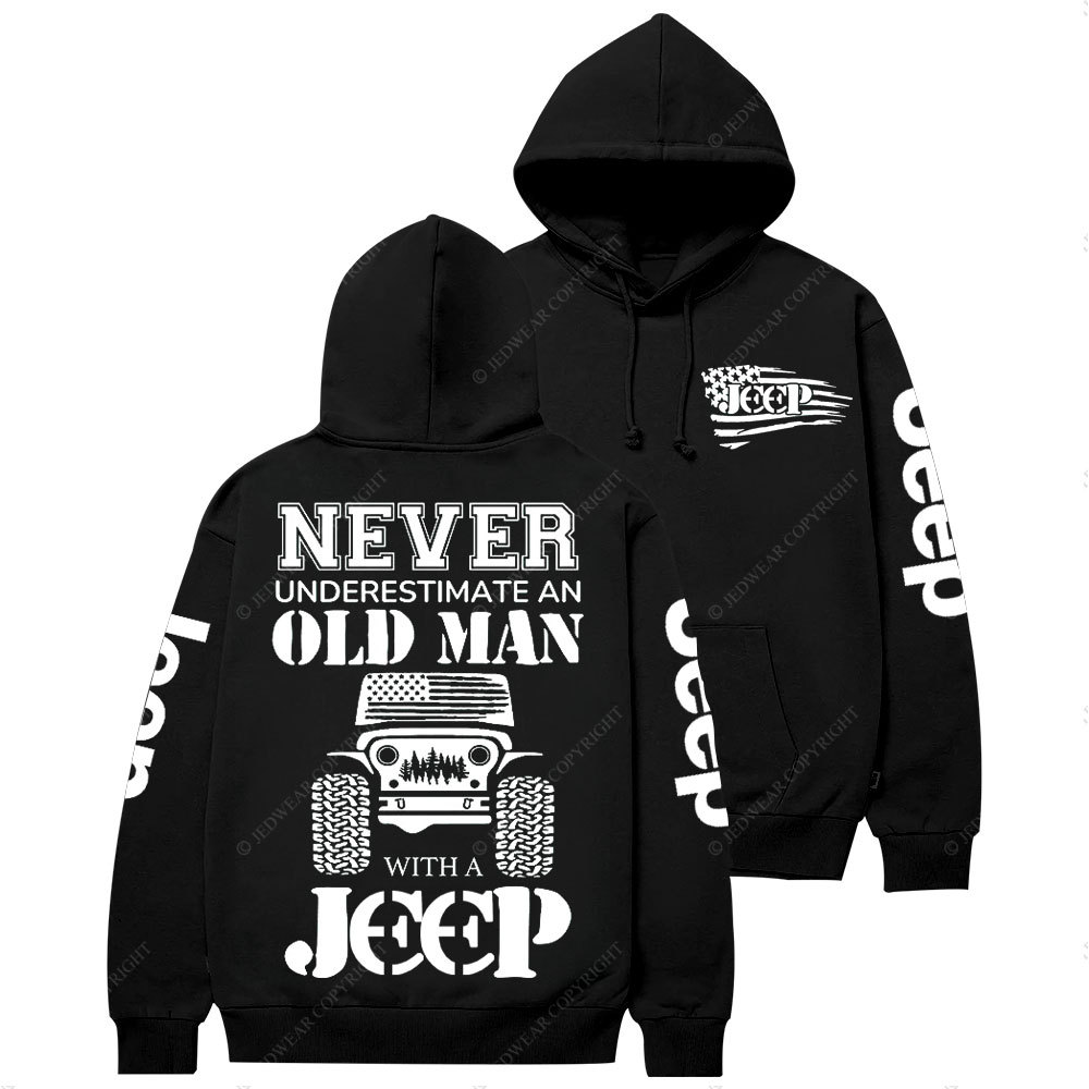 Jp Never Underestimate An Old Man American Flag Casual Hoodie