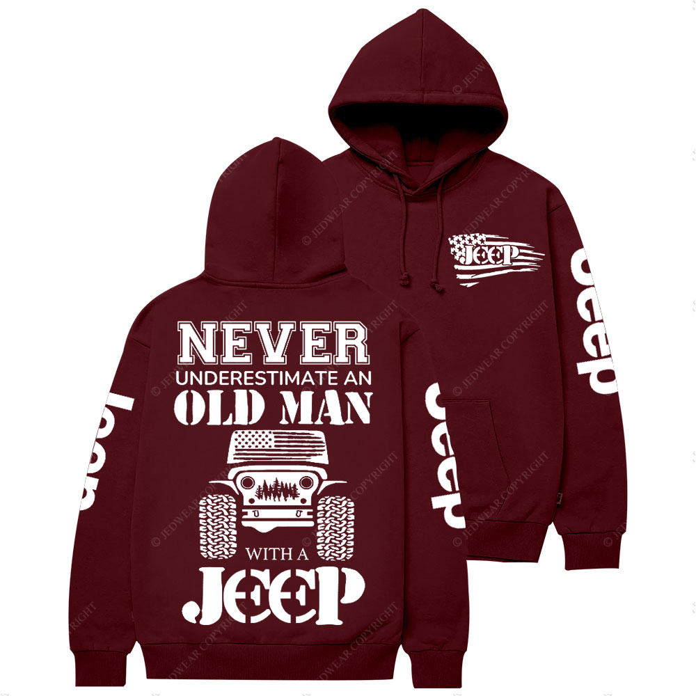 Jp Never Underestimate An Old Man American Flag Casual Hoodie