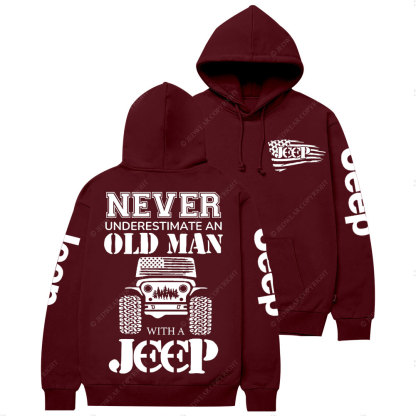 Jp Never Underestimate An Old Man American Flag Casual Hoodie