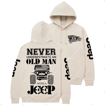 Jp Never Underestimate An Old Man American Flag Casual Hoodie