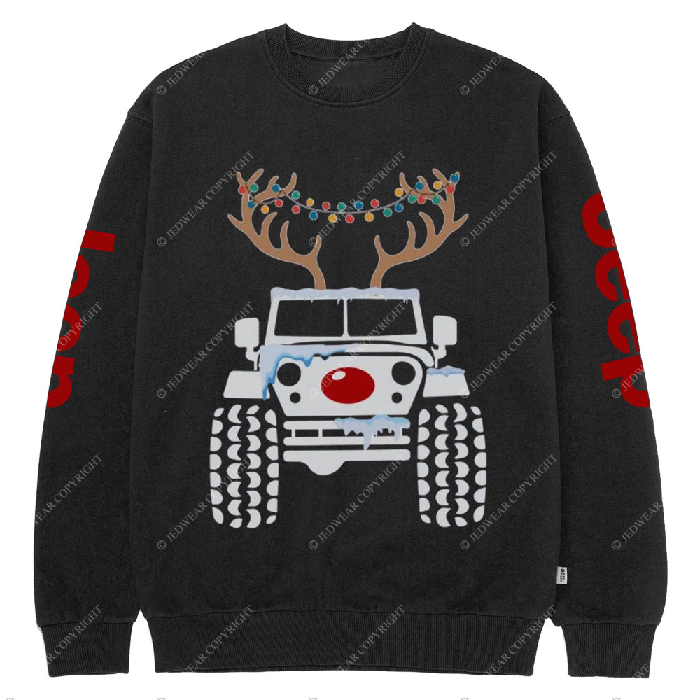 Christmas Reindeer Jp Car Crew Neck Sweatshirt