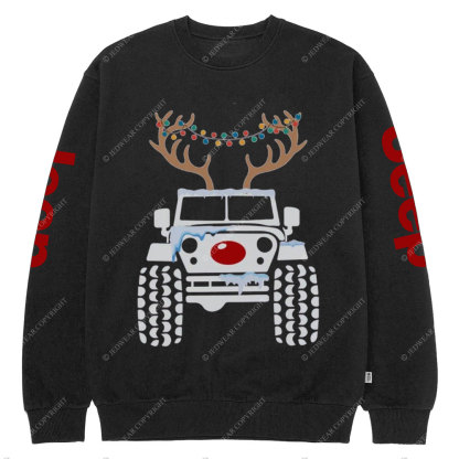 Christmas Reindeer Jp Car Crew Neck Sweatshirt