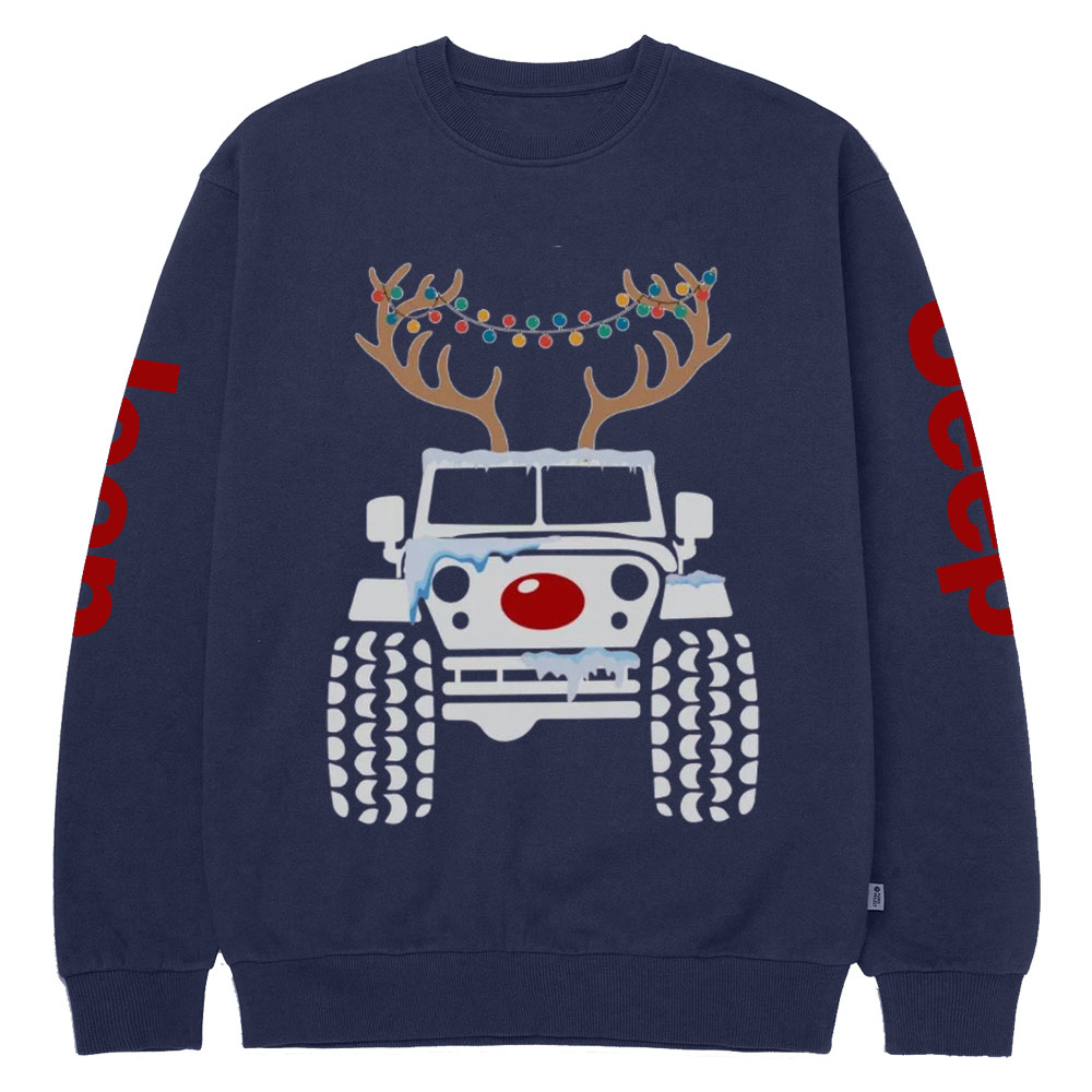 Christmas Reindeer Jp Car Crew Neck Sweatshirt