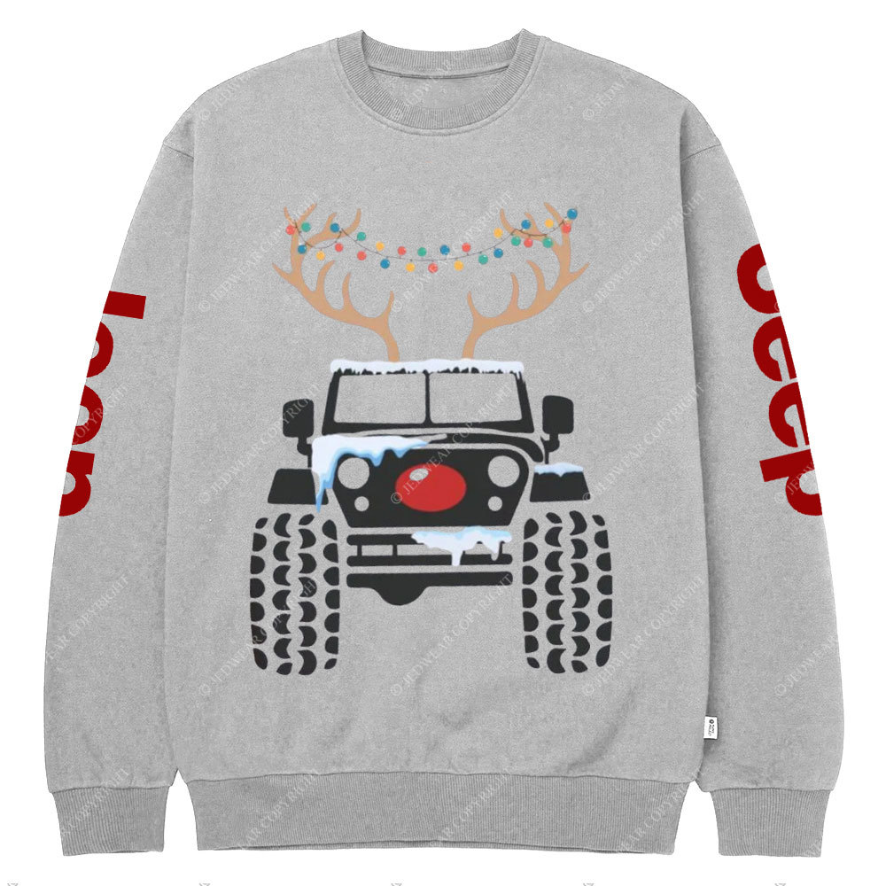Christmas Reindeer Jp Car Crew Neck Sweatshirt