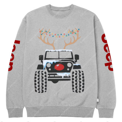 Christmas Reindeer Jp Car Crew Neck Sweatshirt