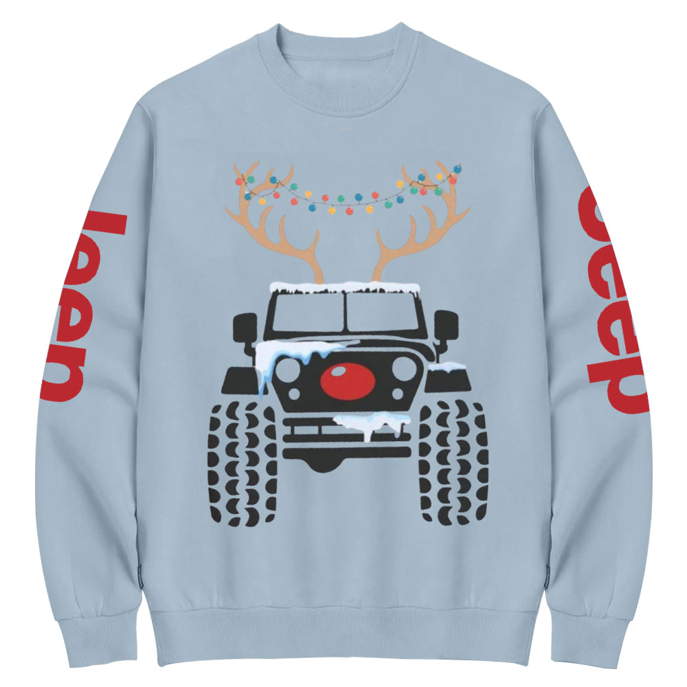 Christmas Reindeer Jp Car Crew Neck Sweatshirt