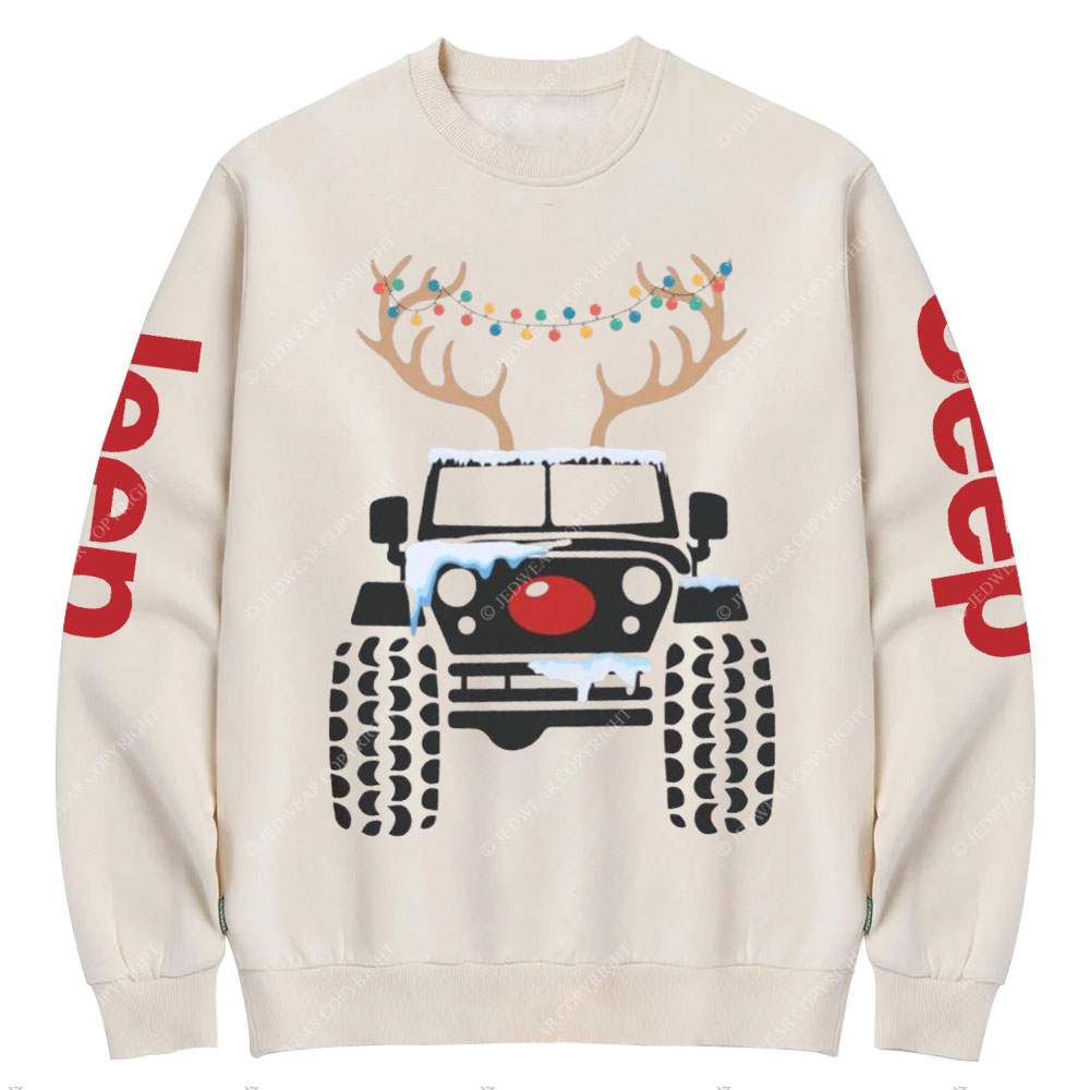 Christmas Reindeer Jp Car Crew Neck Sweatshirt