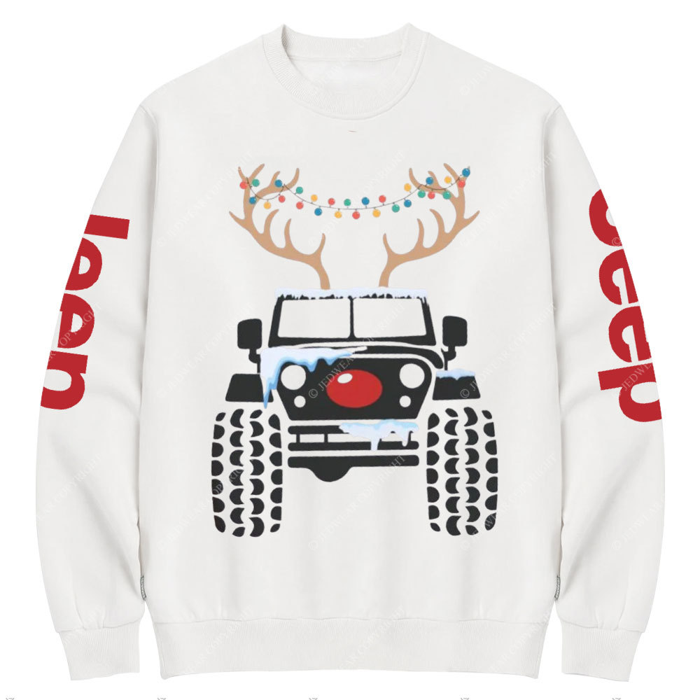 Christmas Reindeer Jp Car Crew Neck Sweatshirt