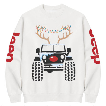 Christmas Reindeer Jp Car Crew Neck Sweatshirt