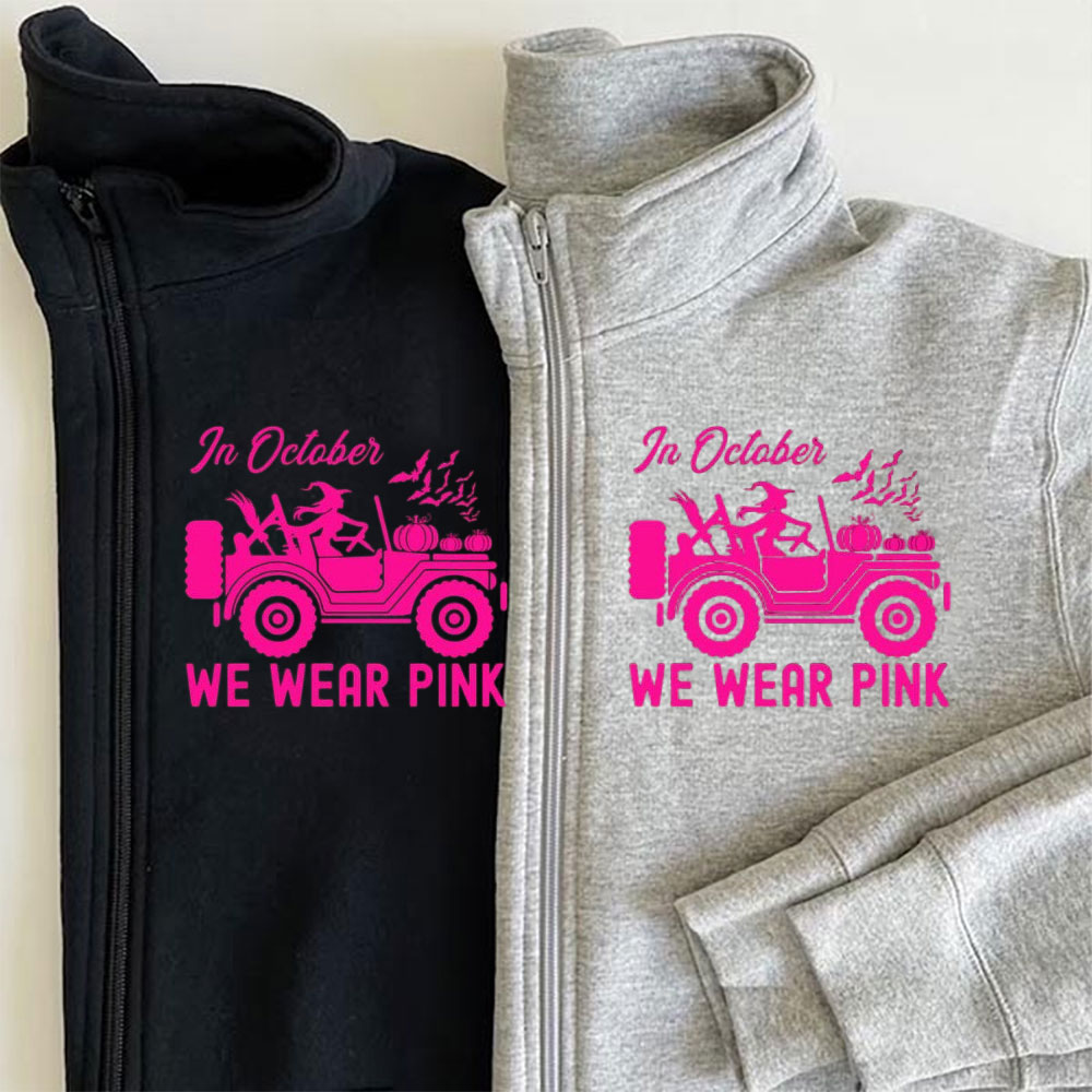 In October We Wear Pink Halloween Breast Cancer Awareness Jp Lover Jacket Sweatshirt