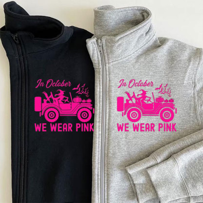 In October We Wear Pink Halloween Breast Cancer Awareness Jp Lover Jacket Sweatshirt