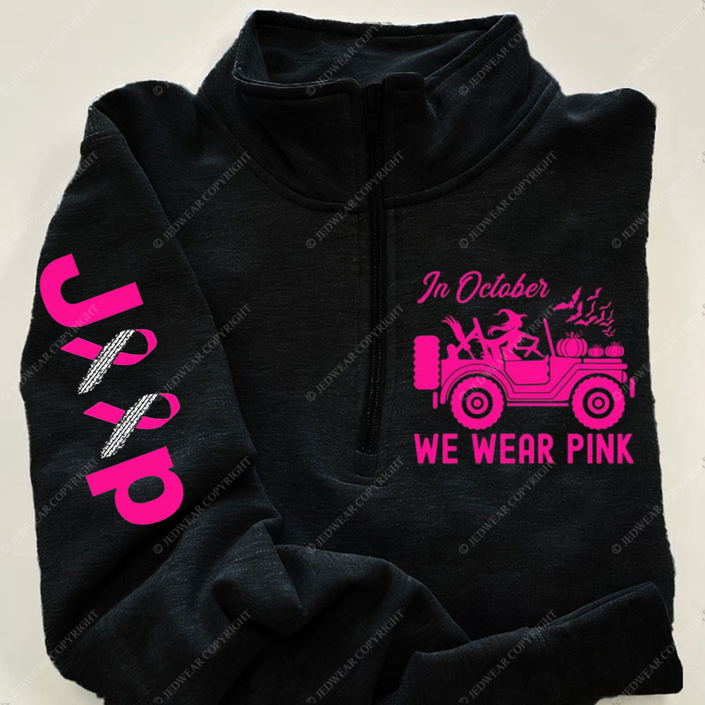 In October We Wear Pink Halloween Breast Cancer Awareness Jp Lover Jacket Sweatshirt