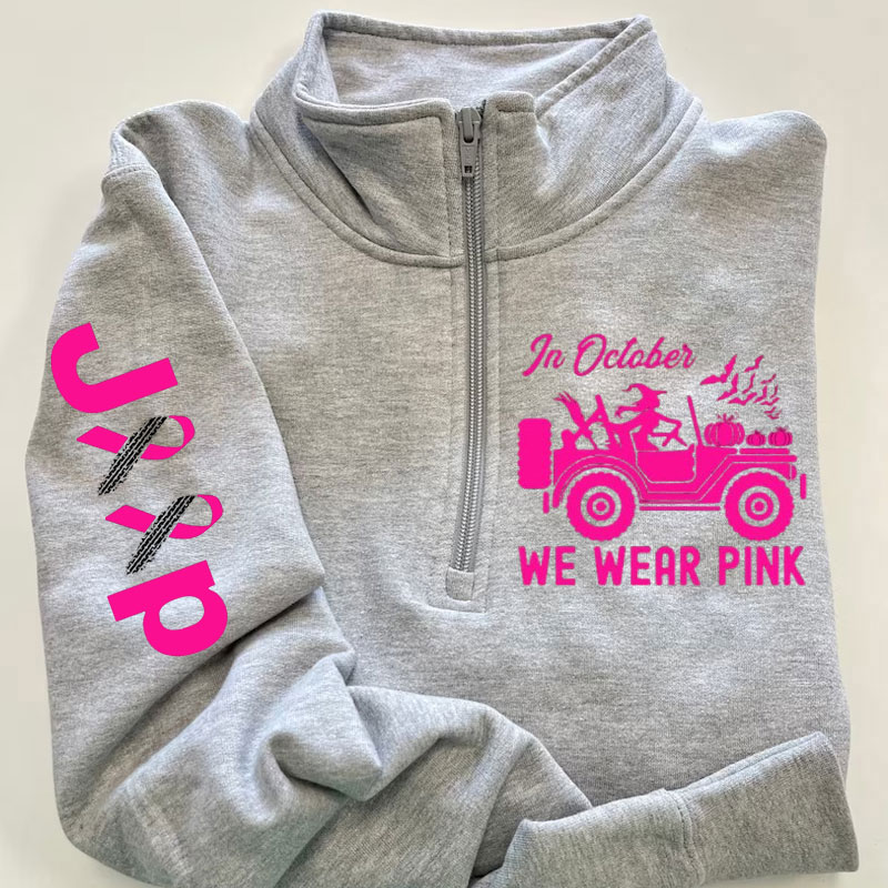 In October We Wear Pink Halloween Breast Cancer Awareness Jp Lover Jacket Sweatshirt