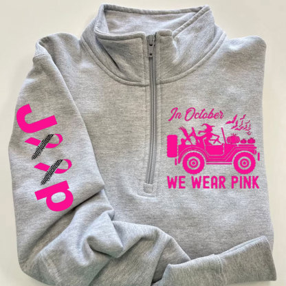 In October We Wear Pink Halloween Breast Cancer Awareness Jp Lover Jacket Sweatshirt