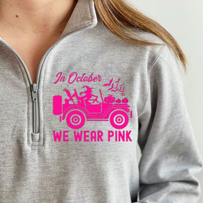 In October We Wear Pink Halloween Breast Cancer Awareness Jp Lover Jacket Sweatshirt