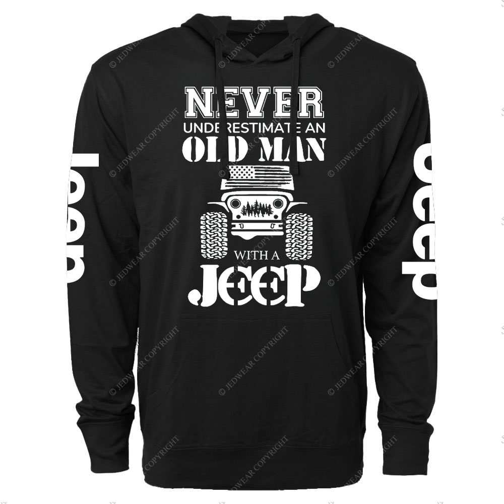Jp Never Underestimate An Old Man Oversized Lightweight Hoodie