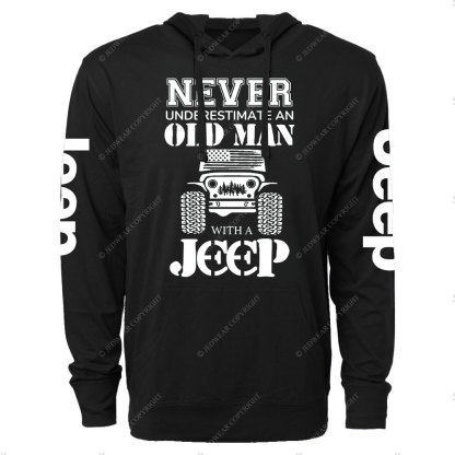 Jp Never Underestimate An Old Man Oversized Lightweight Hoodie