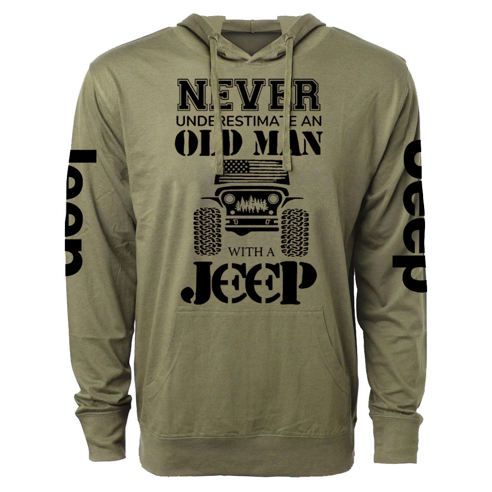 Jp Never Underestimate An Old Man Oversized Lightweight Hoodie