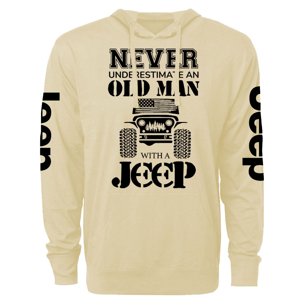 Jp Never Underestimate An Old Man Oversized Lightweight Hoodie