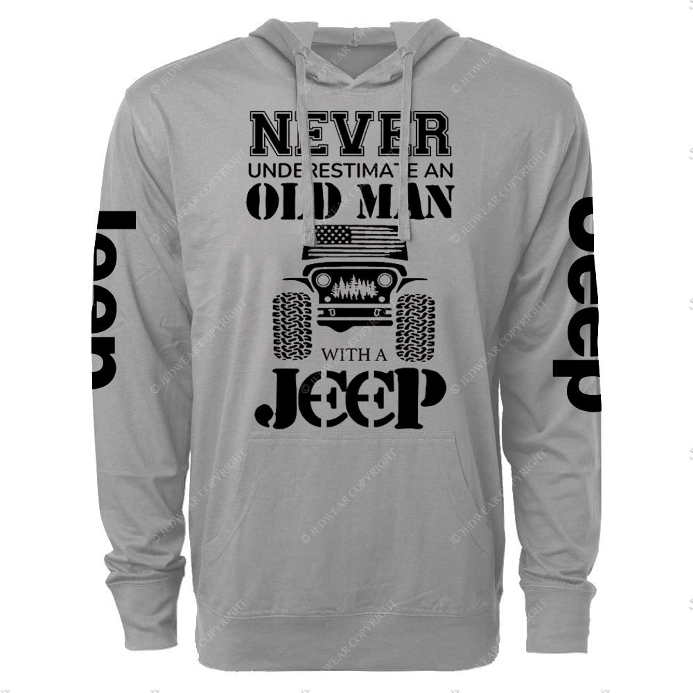 Jp Never Underestimate An Old Man Oversized Lightweight Hoodie