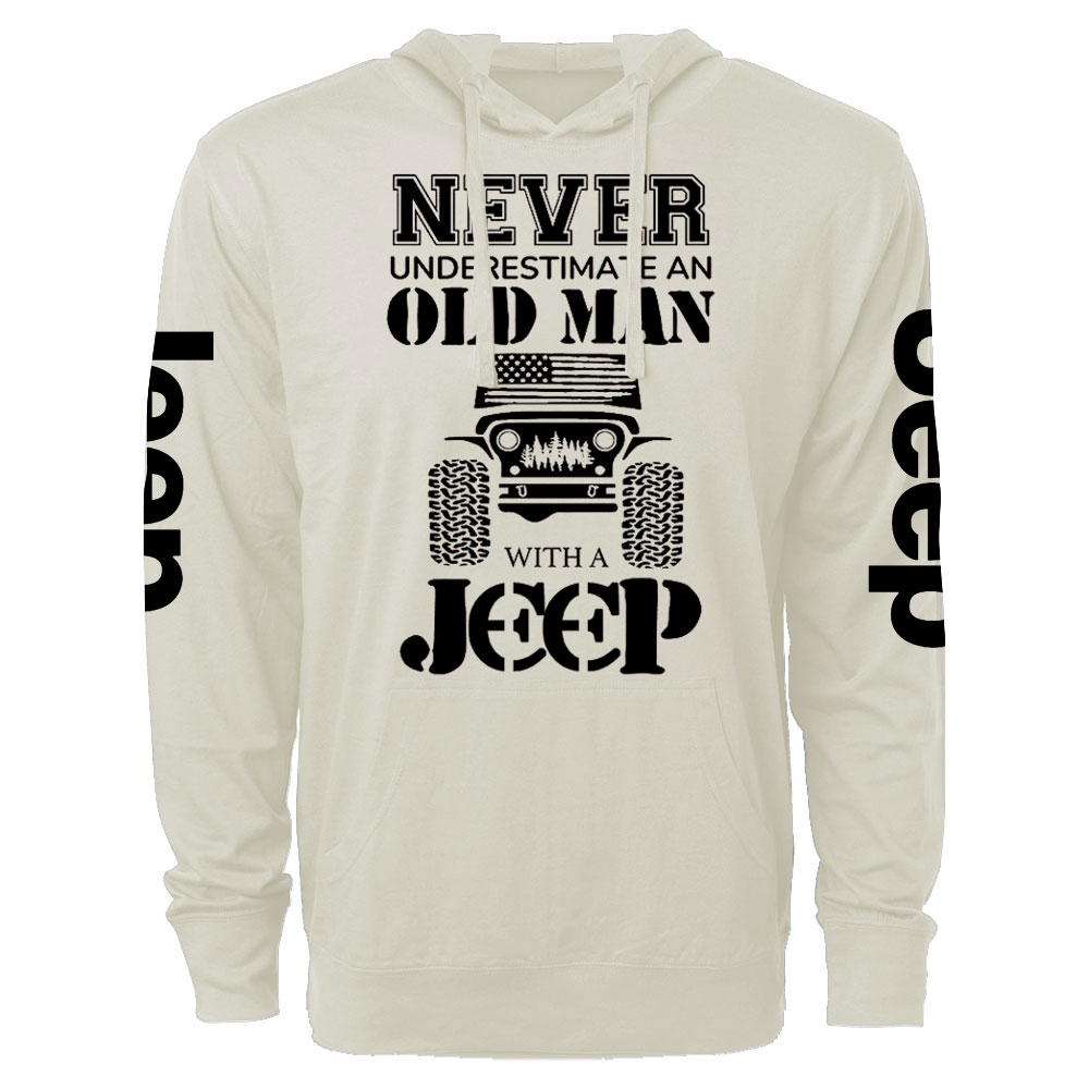 Jp Never Underestimate An Old Man Oversized Lightweight Hoodie