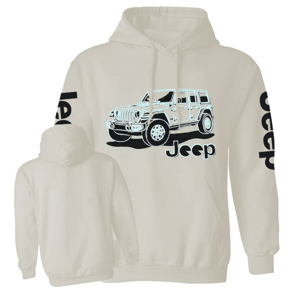 Youth Jp JL Wrangler Line Art Casual Hoodie