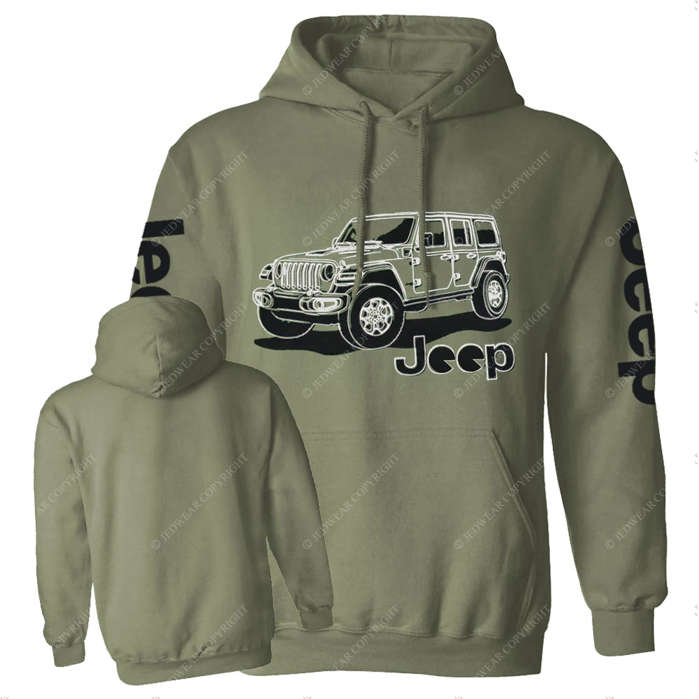 Youth Jp JL Wrangler Line Art Casual Hoodie