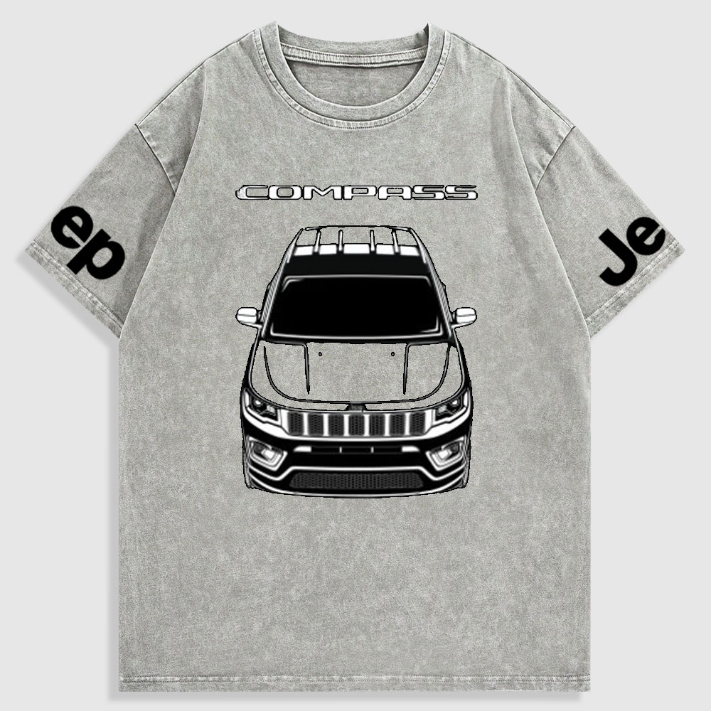 Jp Car Outline Compass Washed T-Shirt