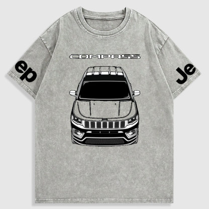 Jp Car Outline Compass Washed T-Shirt