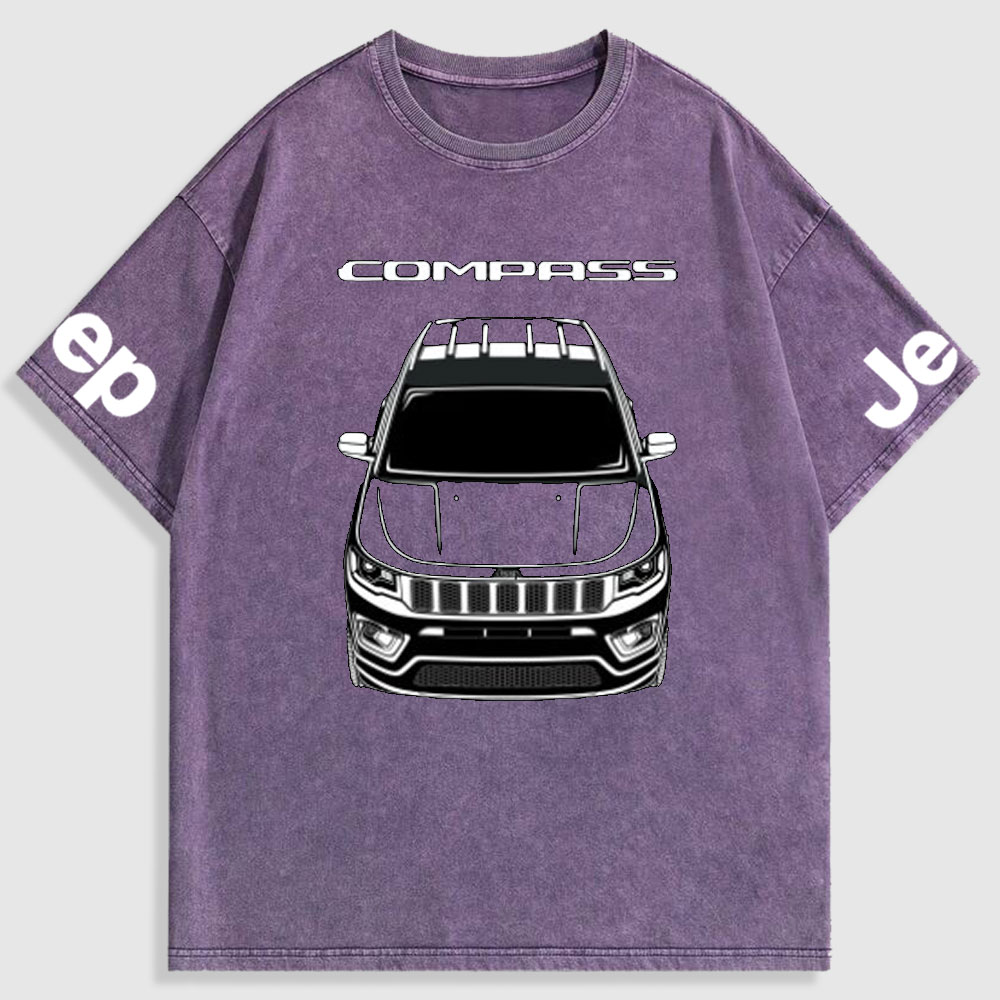 Jp Car Outline Compass Washed T-Shirt