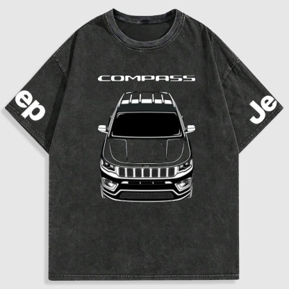 Jp Car Outline Compass Washed T-Shirt