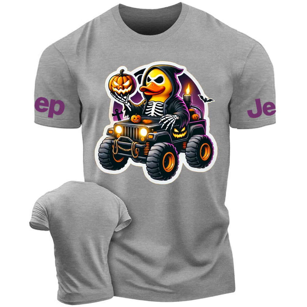 Halloween Skeleton Duckie Driving a Spooky Off-Road Vehicle Jp T-Shirt