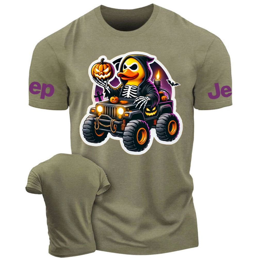 Halloween Skeleton Duckie Driving a Spooky Off-Road Vehicle Jp T-Shirt