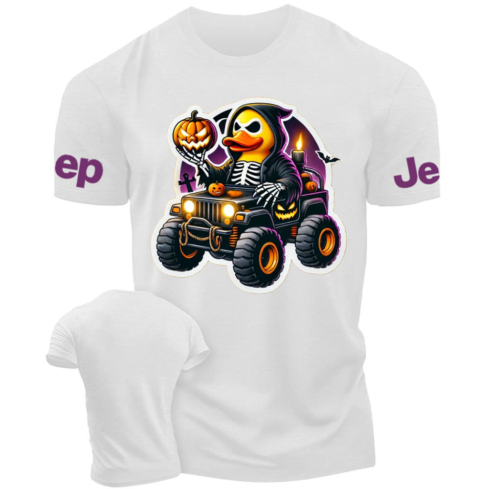 Halloween Skeleton Duckie Driving a Spooky Off-Road Vehicle Jp T-Shirt